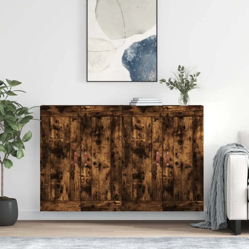 Armadietti a Parete 2 pz Rovere Fumo in Legno Multistrato 3197998