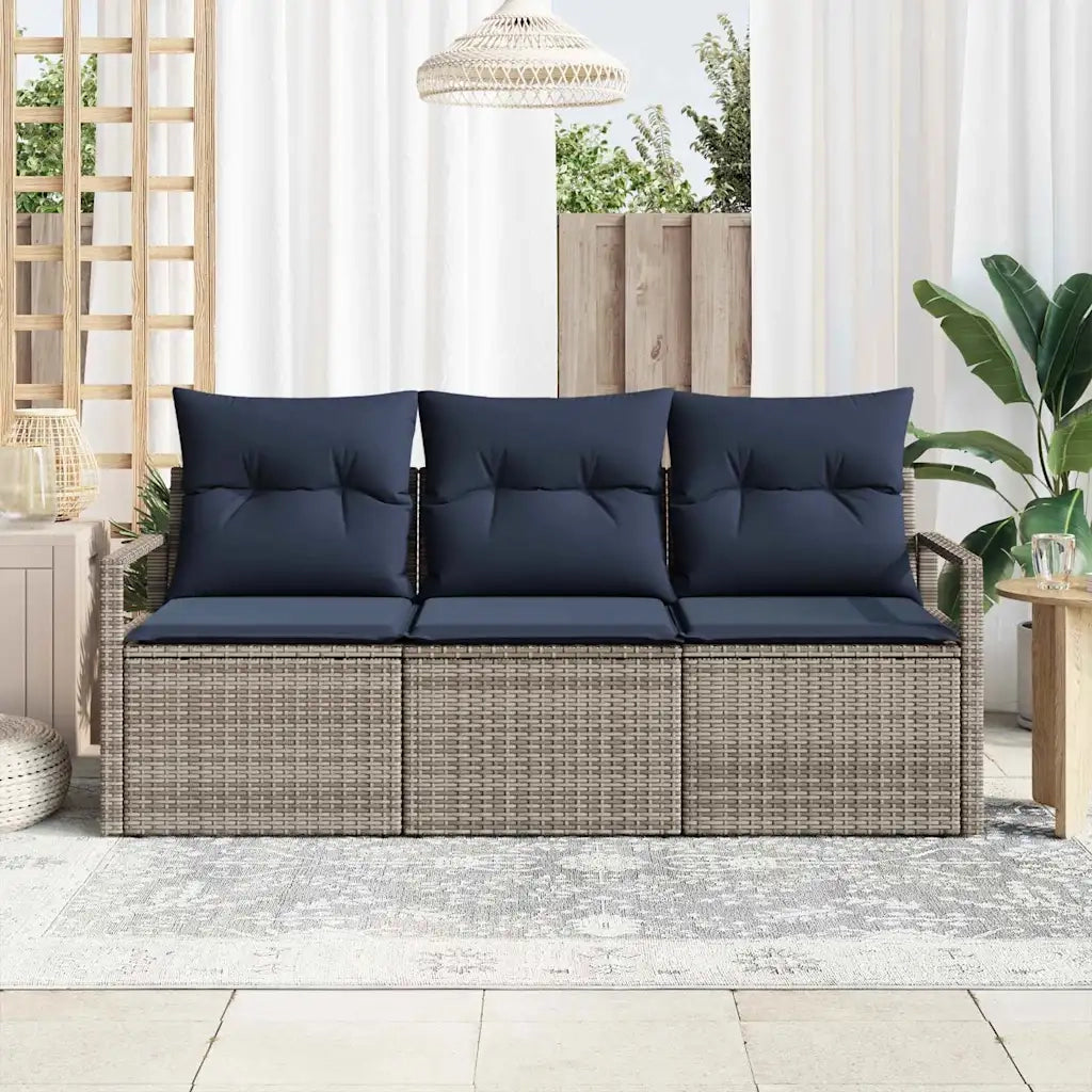 Set di divani 3 pcs Grigio polyrattan