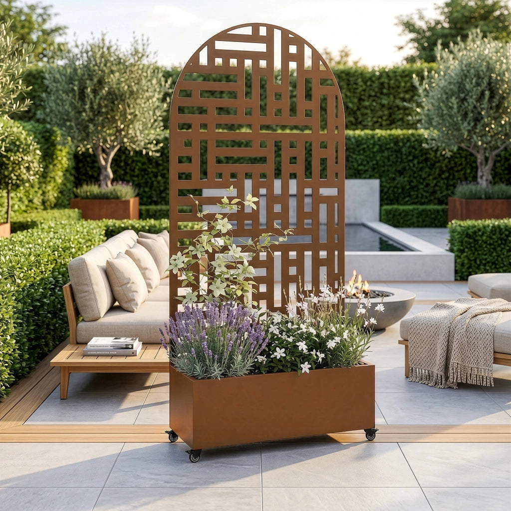 Fioriera con Spalliera Arcuata Bernalda in Acciaio 190 x 82 x 38 cm - Marrone casa.pro