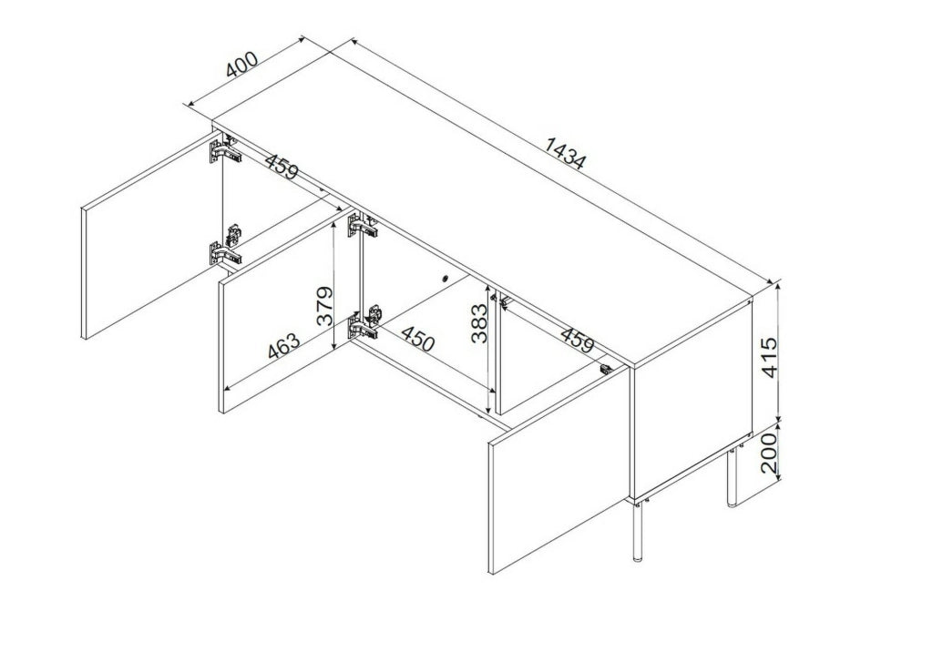 Novolin, Mobile Porta tv un Ripiano, 143.5x40x61.5h cm Nero