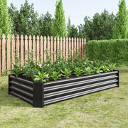Orto rialzato in lamiera d'acciaio zincata con bordo ripiegato e struttura aperta nero 180 × 91 × 30 cm