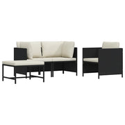 Set Divani da Giardino 4 pz con Cuscini in Polyrattan Nero cod mxl 70684