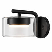 Applique LED GX53 12W da Parete con Interruttore CCT 3000K-6500K Lampada Moderna in Metallo Nero e Vetro per Camera