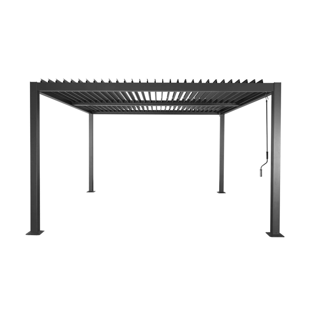 Pergola bioclimatica 3.6x3.6m in alluminio e acciaio con lamelle