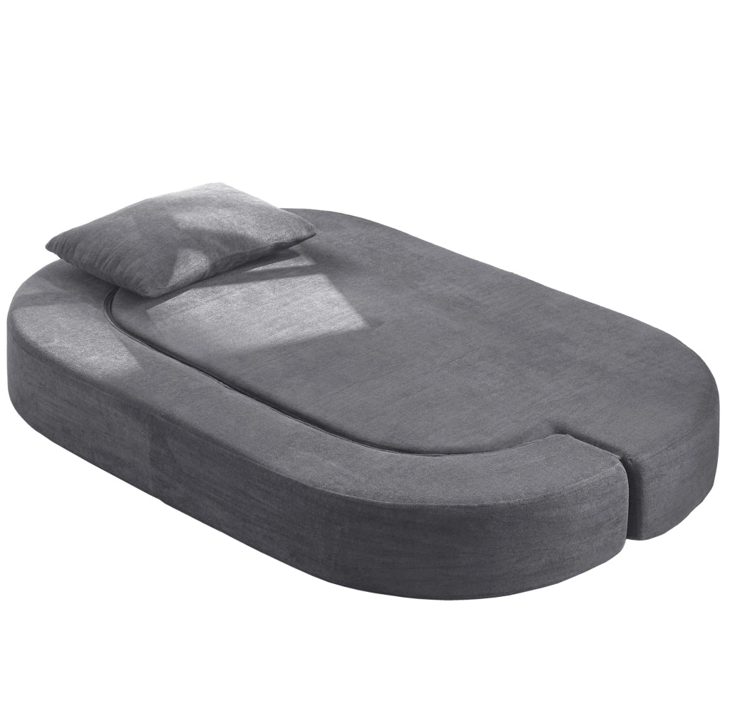 Divano letto pieghevole 3 in 1 grigio chiaro con coperta