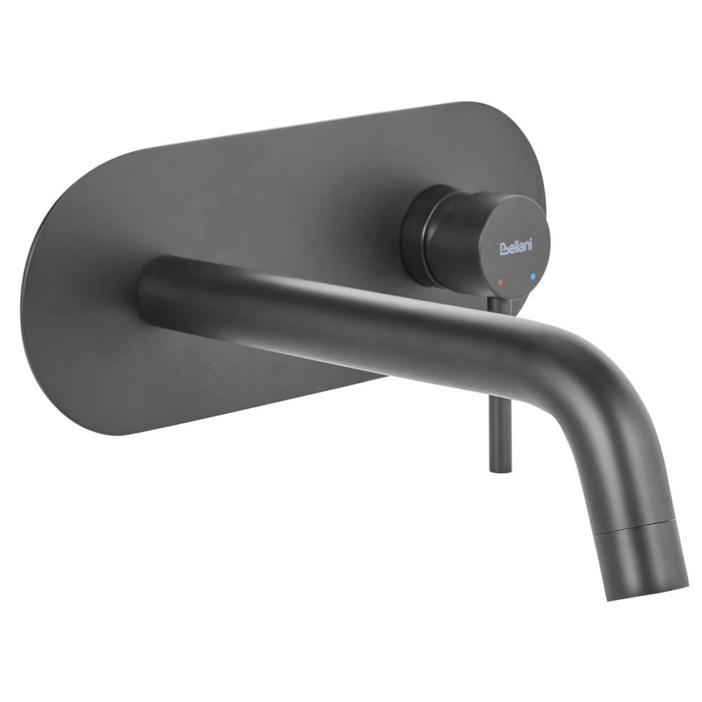 Rubinetto miscelatore per lavabo a parete in ottone nero monocomando bagno elegante