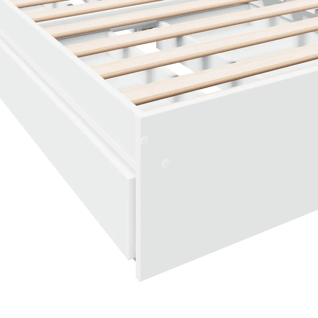 Giroletto con Cassetti Bianco 100x200 cm in Legno Multistrato 3280671