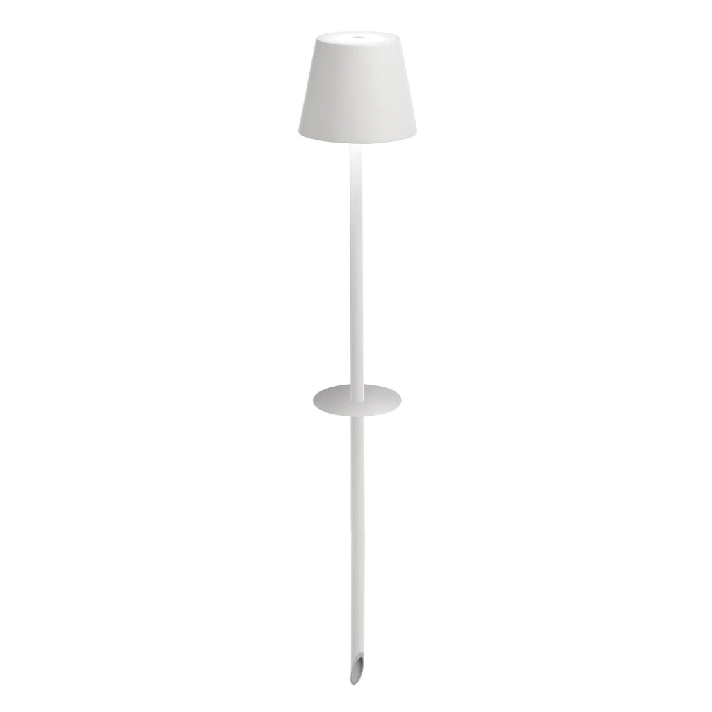 Zafferano Poldina Lampada da giardino con picchetto a batteria ricaricabile portatile colore Bianco - Illuminazione LED touch dimmerabile per esterni