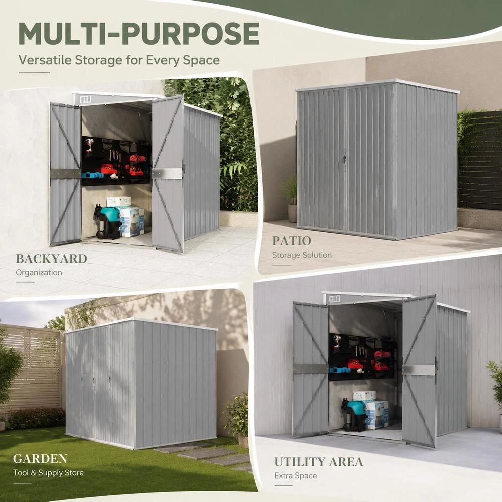 Garden Shed, Grey, 118x194x178 Cm, Galvanized Steel