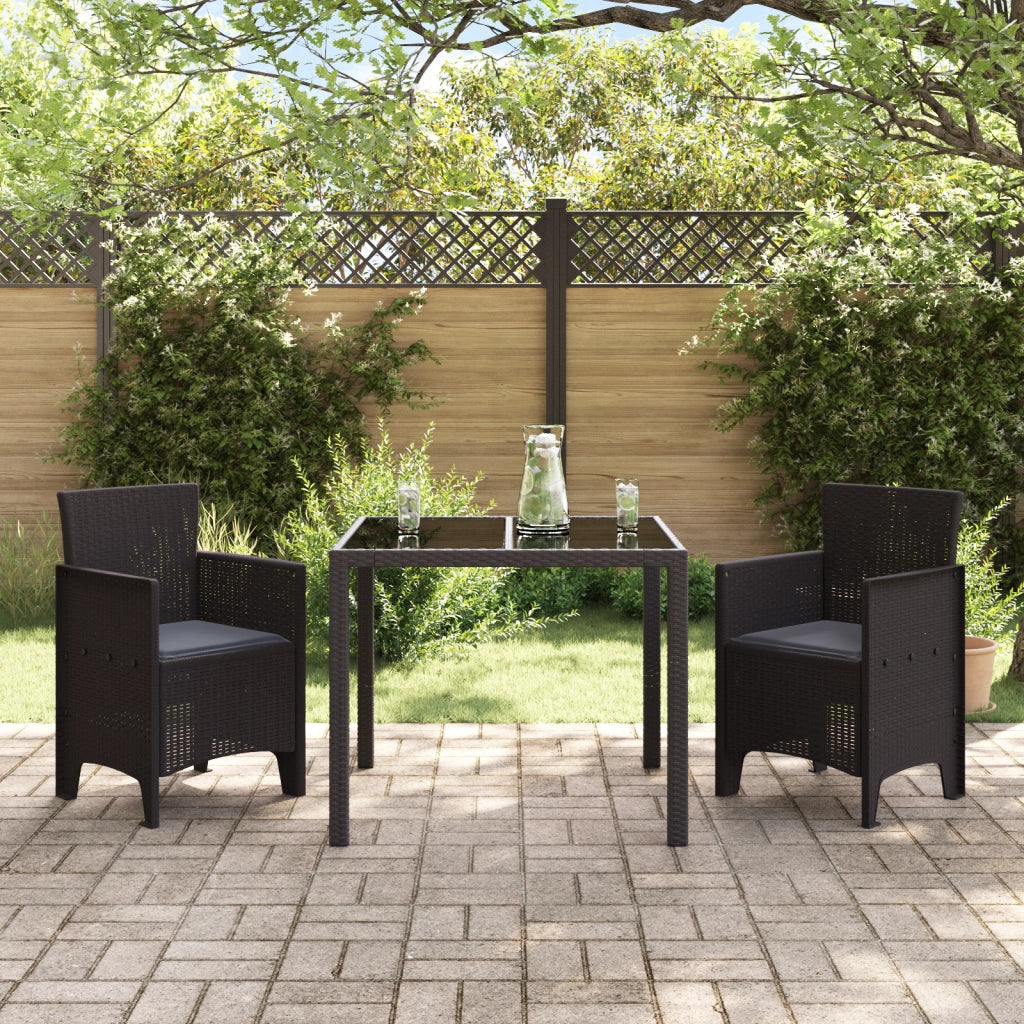 Sedie da Giardino con Cuscini 2 pz Marrone Polyrattan