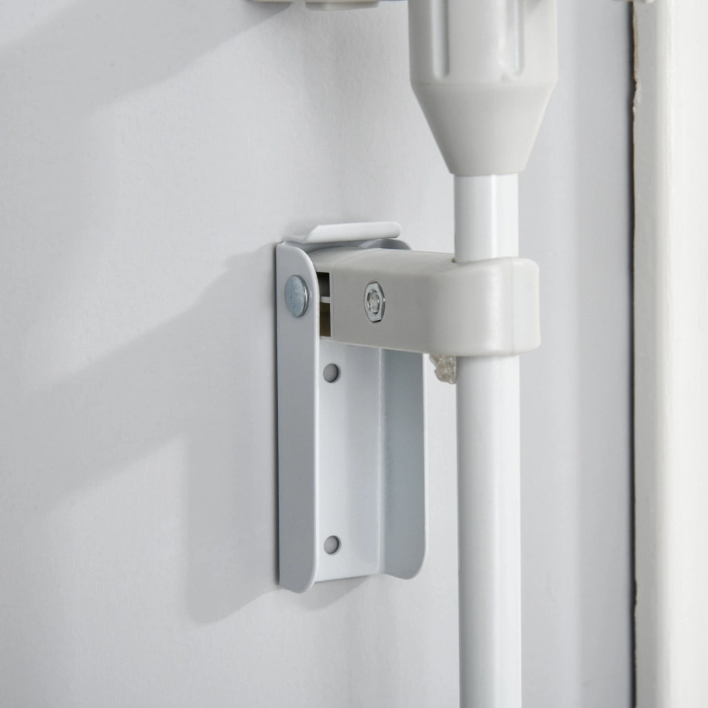 Barriera estensibile a forbice con porta a chiusura automatica per scale e ambienti in metallo bianco 180 × 3 × 74,5 cm
