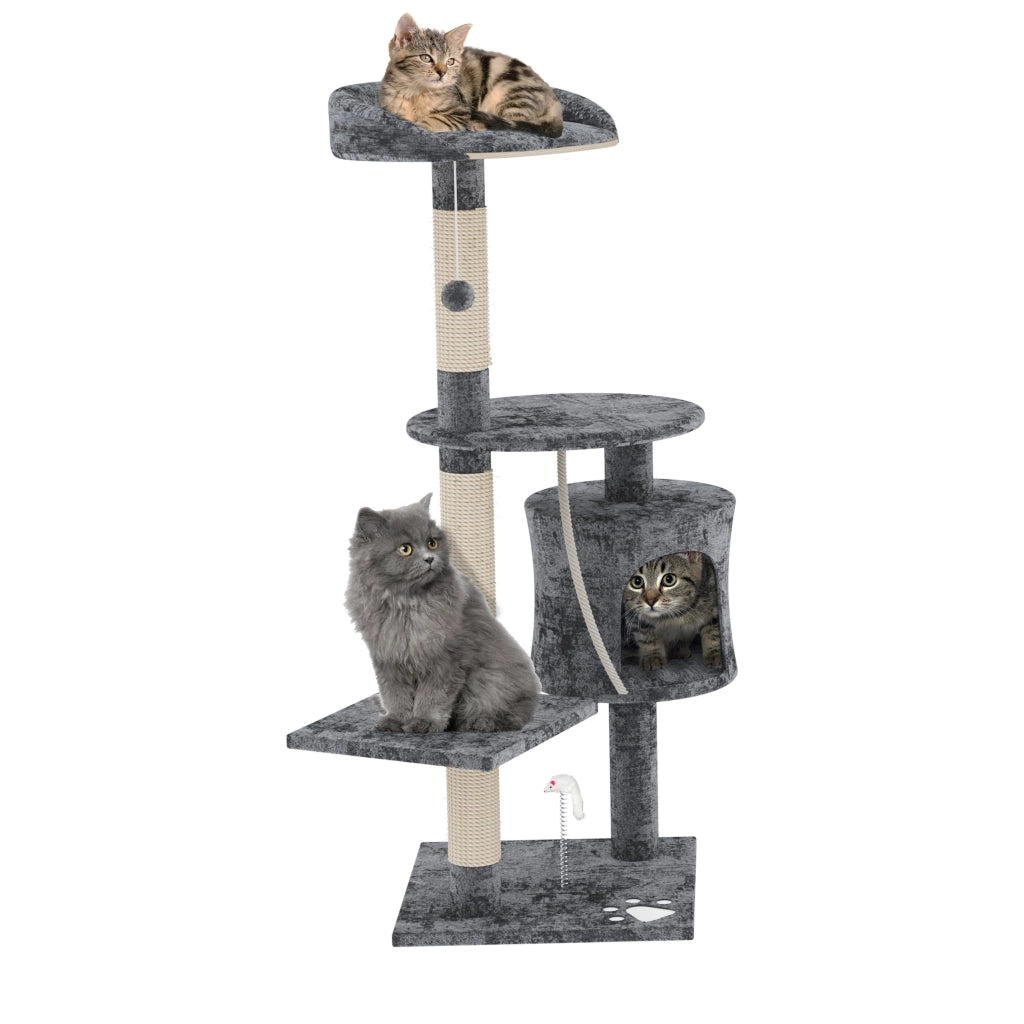 Tiragraffi Albero Palo Gioco Per Gatti Con Corda In Sisal Naturale Tira Graffi Angolare Multifunzione Giocattolo Stimolante Cuccia Per Gatto Adulto Cucciolo Domestico 112 Cm Grigio
