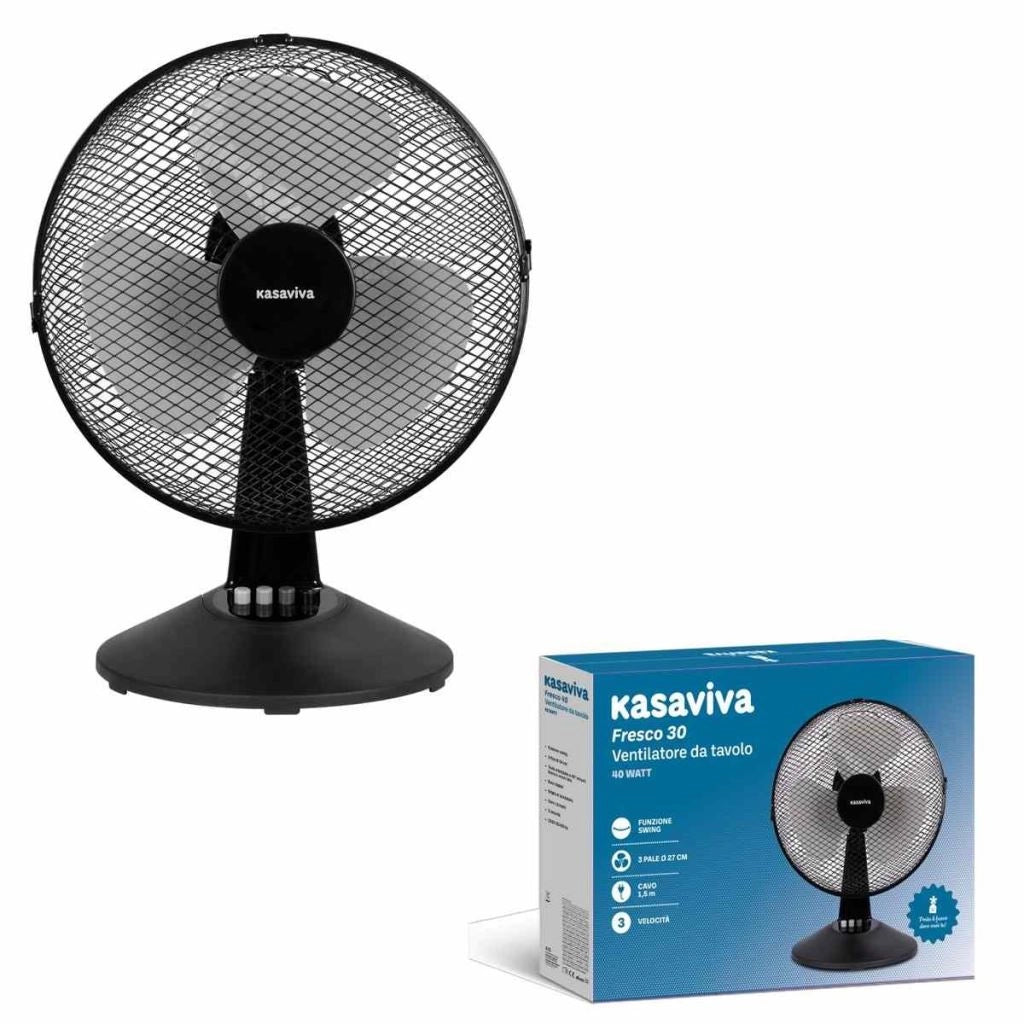 Ventilatore da Tavolo Fresco Nero Pale 30 cm 40 Watt