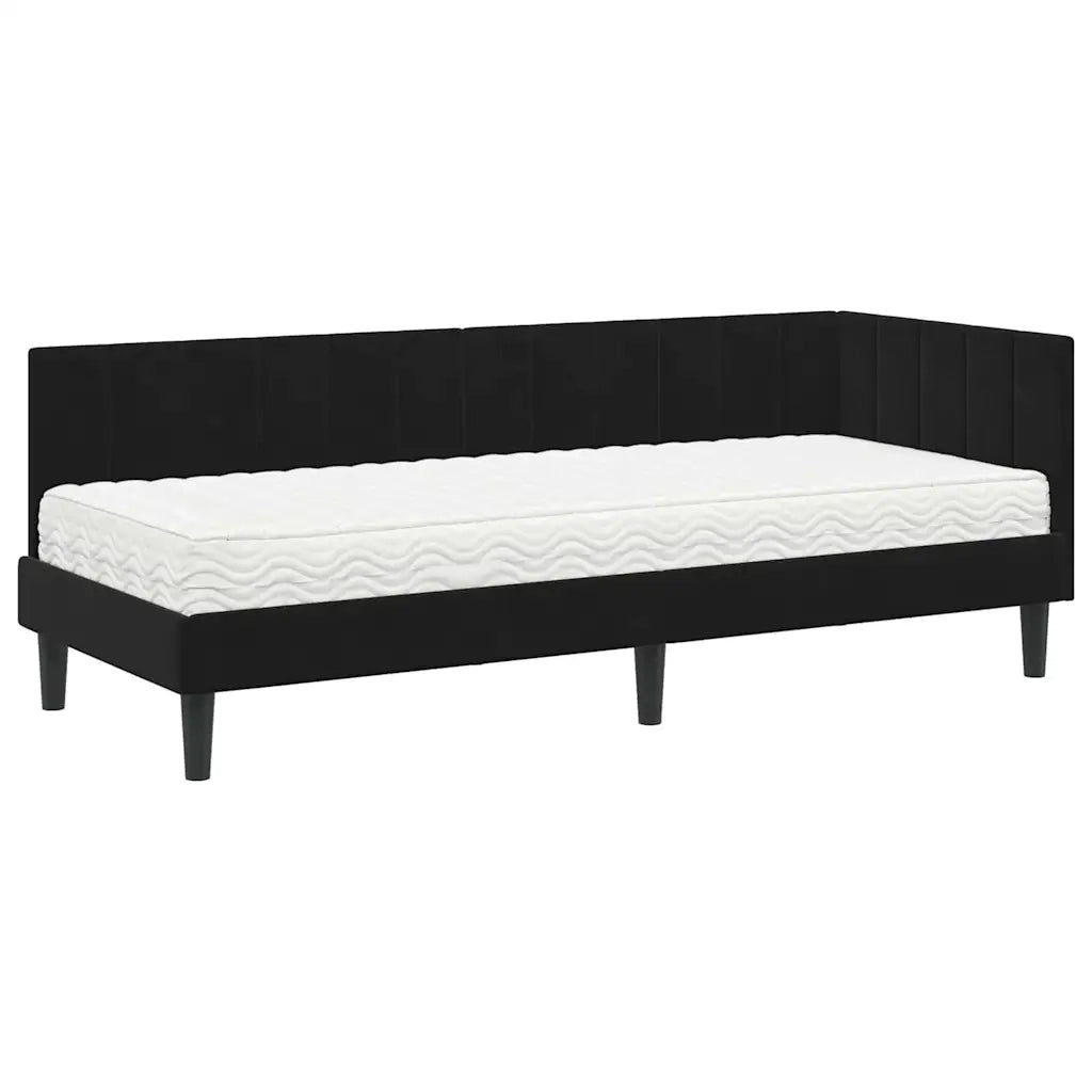 Struttura Letto Angolare con Materasso 2 pcs Nero Velluto