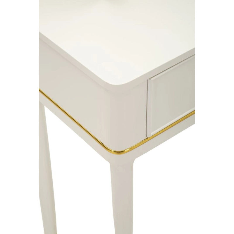 Toletta Camille Con Specchio E Sgabello Bianca cm 120x37x79-104x2,5x56-44x34x48