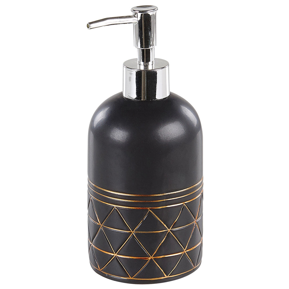 Set di Accessori Bagno Bicchieri Portasapone in Ceramica Oro e Nero