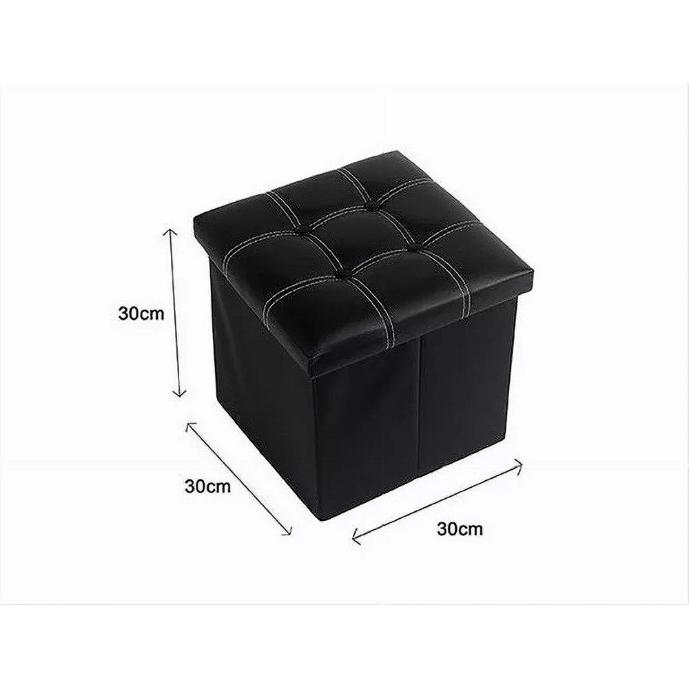 Trade Shop - Pouff Puff Pouf Contenitore Imbottito Portaoggetti Seduta Nero 30x30x30 Cm 79427 -