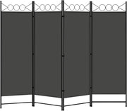 Separe Divisorio Interno, Paravento da Interno, Divisorio Pieghevole a 4 Pannelli, per Interni, Esterni, Soggiorno, Camera da Letto, Ufficio, Terrazza, 223x172 cm, Grigio Scuro