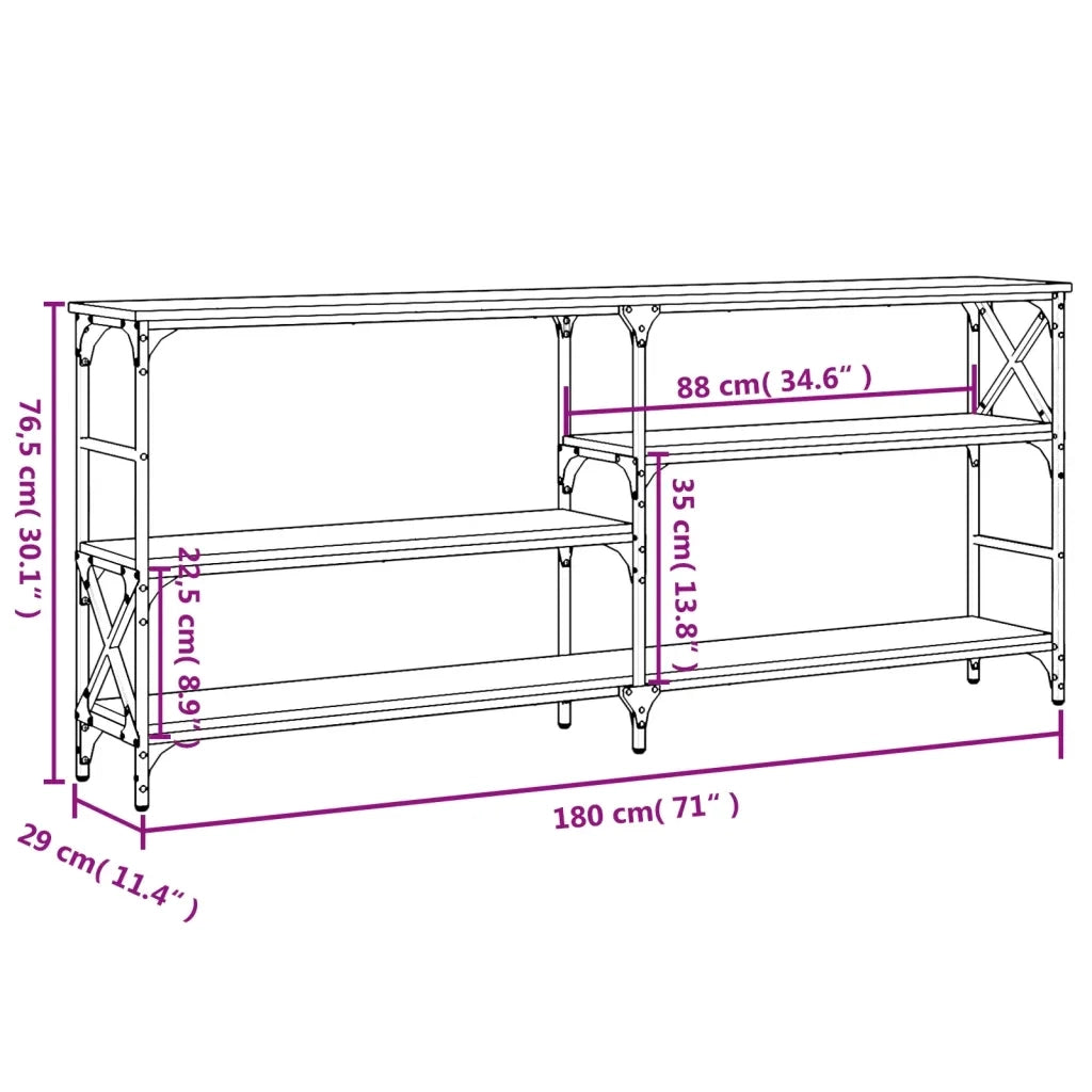 Tavolo Consolle Grigio Sonoma 180x29x76,5 cm Legno Multistrato 835477