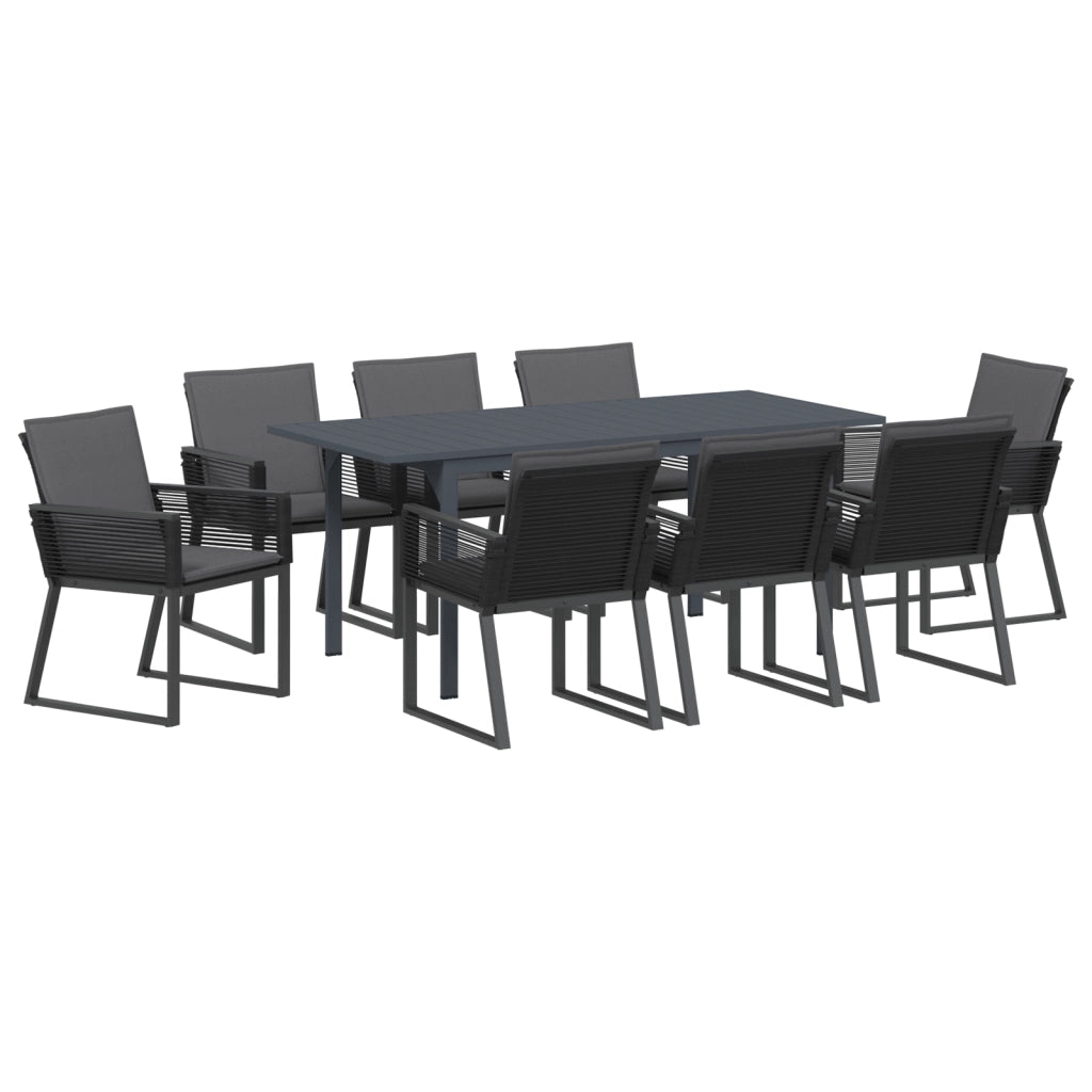 Set da Pranzo Giardino 6 Pezzi con Cuscini in Acciaio Antracite e Polyrattan