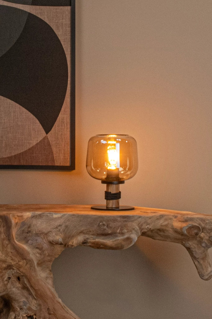 Lampada da tavolo industriale nera vetro E27 Ilona Lucide