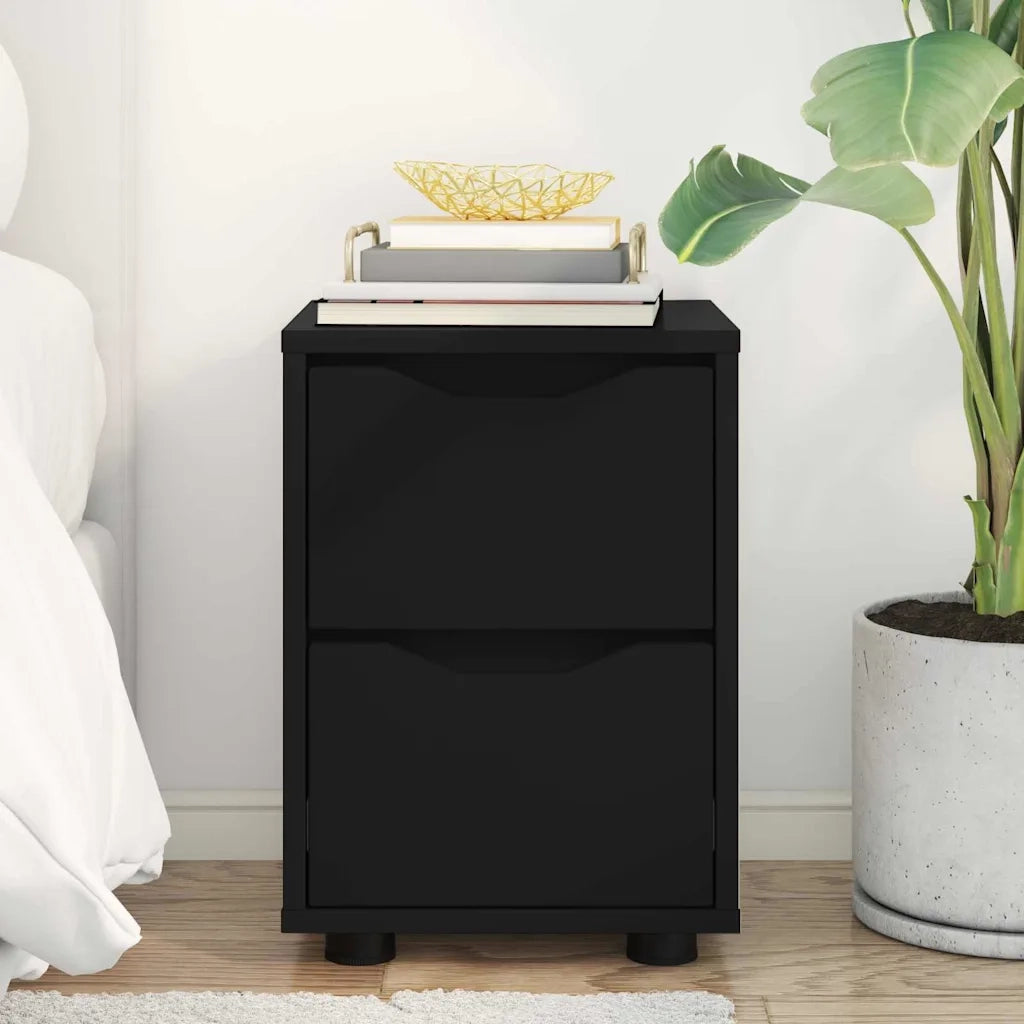 Comodino | Armadio da Notte | Mobiletto da notte con cassetto Nero 30,5 x 30 x 43 cm Legno multistrato
