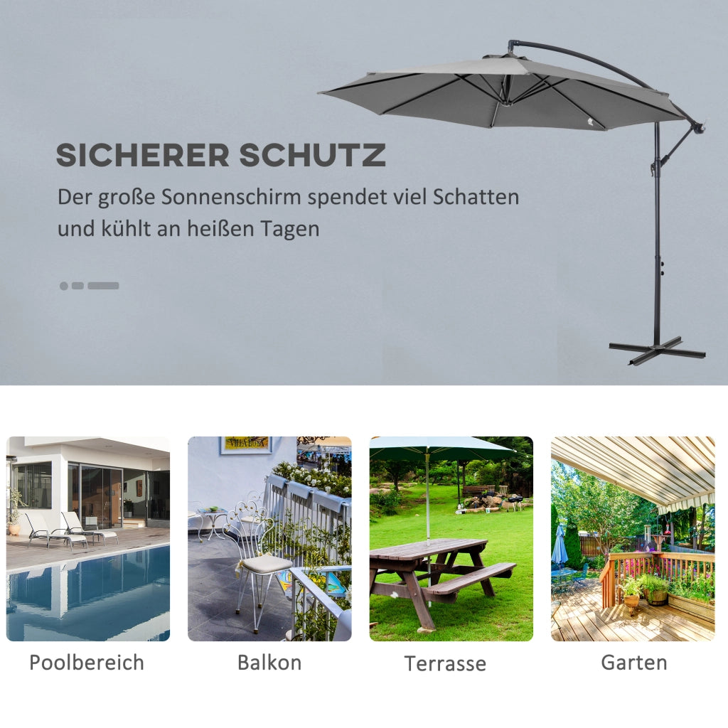 Ombrellone da Giardino ¨C zephmum ¨C Nero 295x295x245 cm Poliestere Acciaio