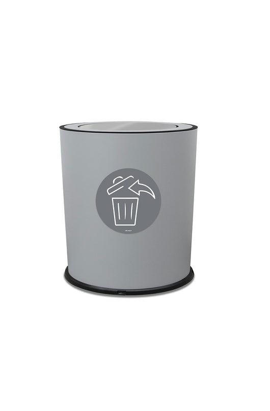 Pattumiera a Bidone con Coperchio Basculante Ø35x40 cm 4 Scomparti 38 L Totali in Metallo Verniciato Grigio