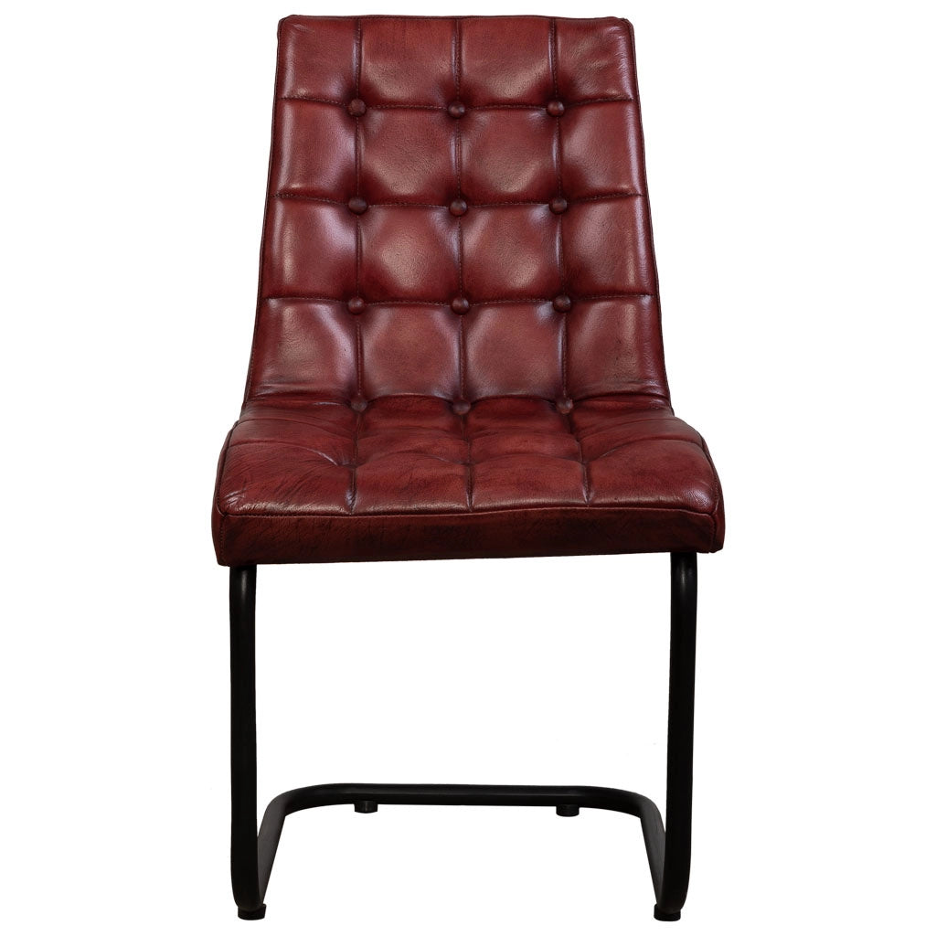 Sedia rivestita in pelle marrone 41x50x94h cm
