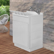 Mobile Lavatoio 2 Ante 60x50 cm con Vasca in Resina Bianco