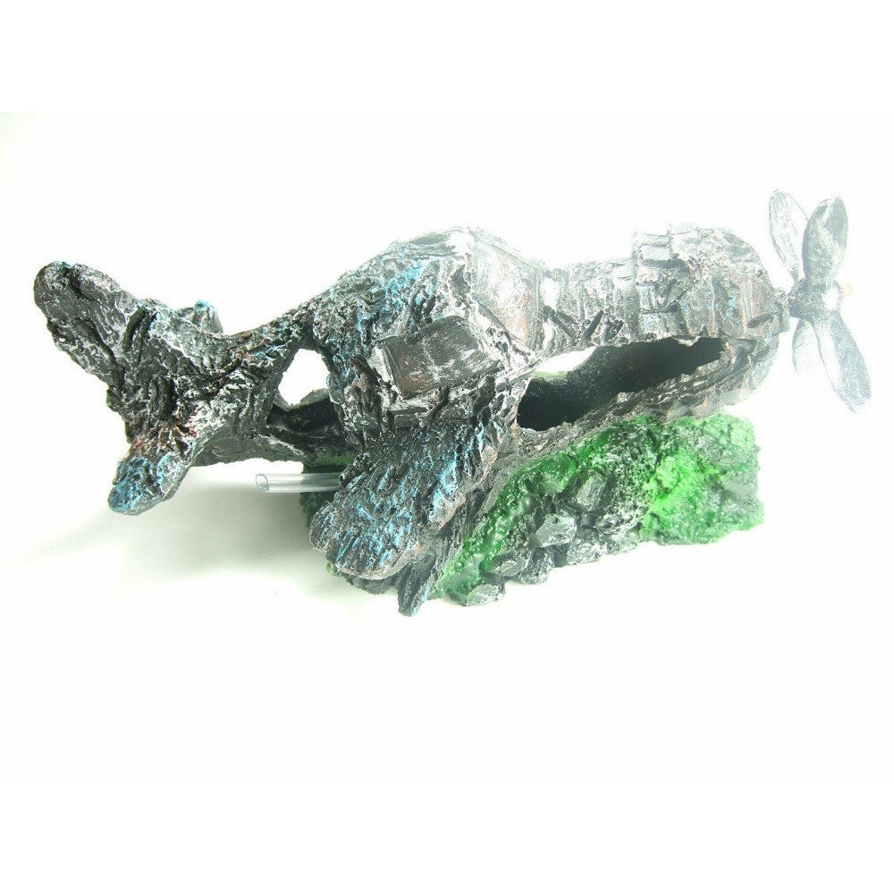 Trade Shop - Decorazione Per Acquario Rottame Aereo Con Elica Resina Pesci Acqua Ornamento -