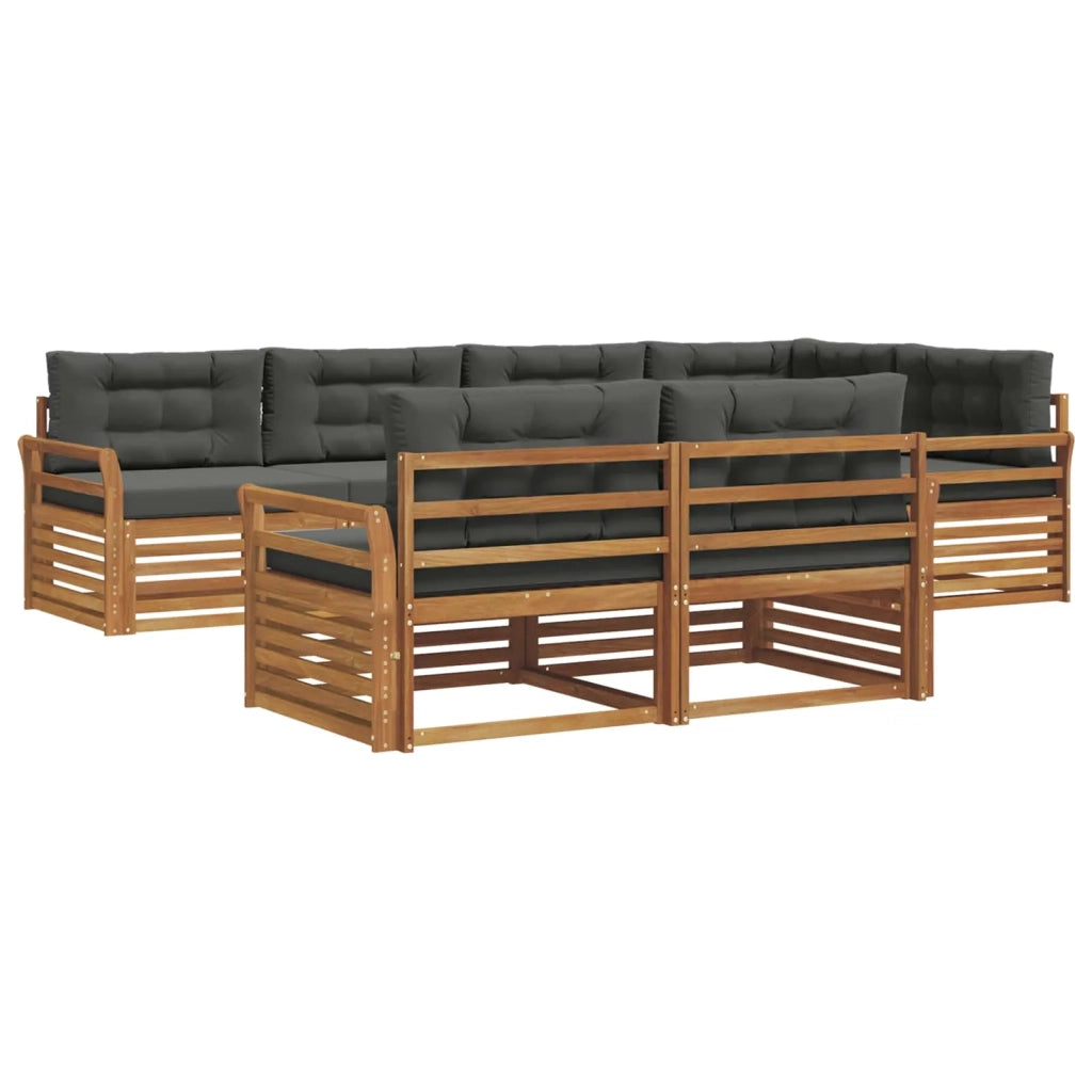 Set di divani da esterno con cuscino 7 pcs Naturale e Antracite