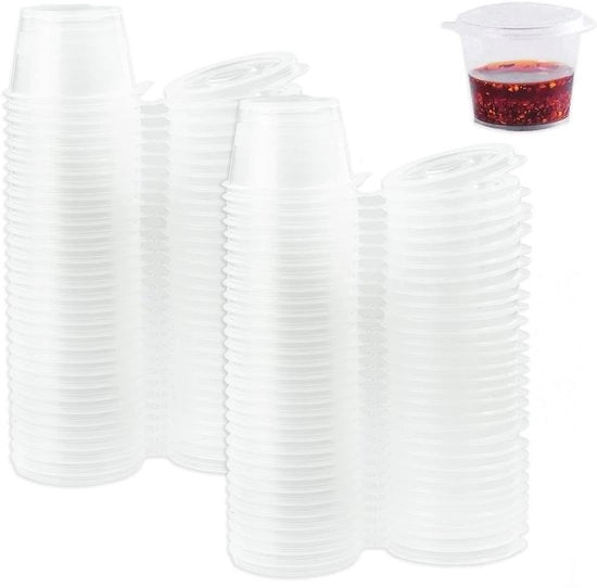 Contenitori alimentari 100 pz, 1oz, con coperchio, magnetron resistenti, piccole ciotole per salse, dips, erbe, decorazione a punzone di diamante