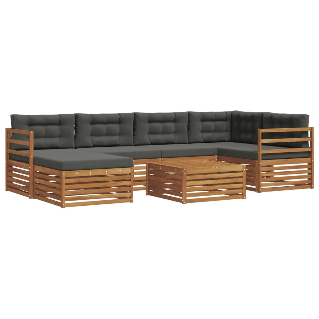Set di divani da esterno con cuscino 7 pcs Naturale e Antracite