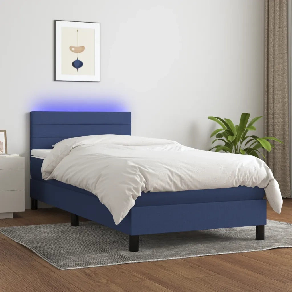 Letto a Molle con Materasso e LED Blu 80x200 cm in Tessuto cod mxl 62727