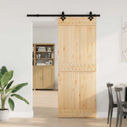 Porta scorrevole NARVIK Naturale e Nero 80 x 210 cm (152,5 cm)