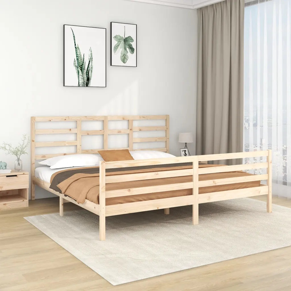 Giroletto senza Materasso-Struttura Letto in Legno Massello 200x200 cm 881467