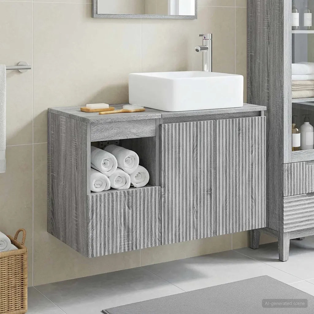 Set di mobili per il bagno 2 pz Sonoma grigio 3404070