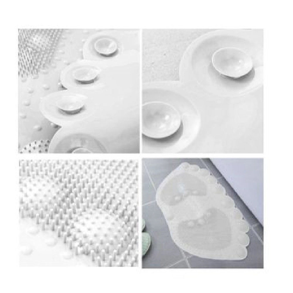 Trade Shop - Tappeto Tappetino Antiscivolo Impronte Vasca Bagno Doccia 55x35cm Bianco 87943 -