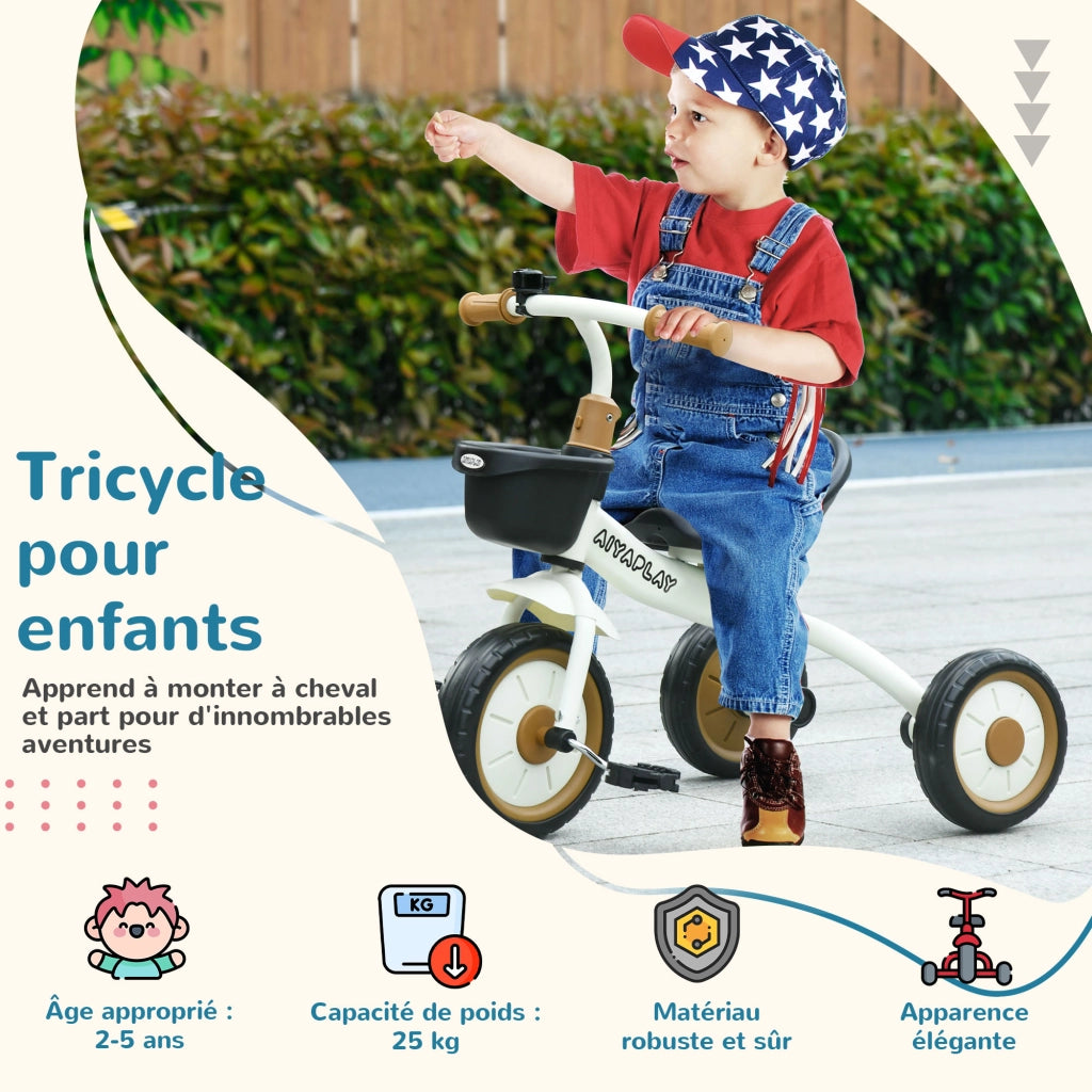 Triciclo per bambini con sonagli e cesto ¨C Zephmum ¨C Bianco