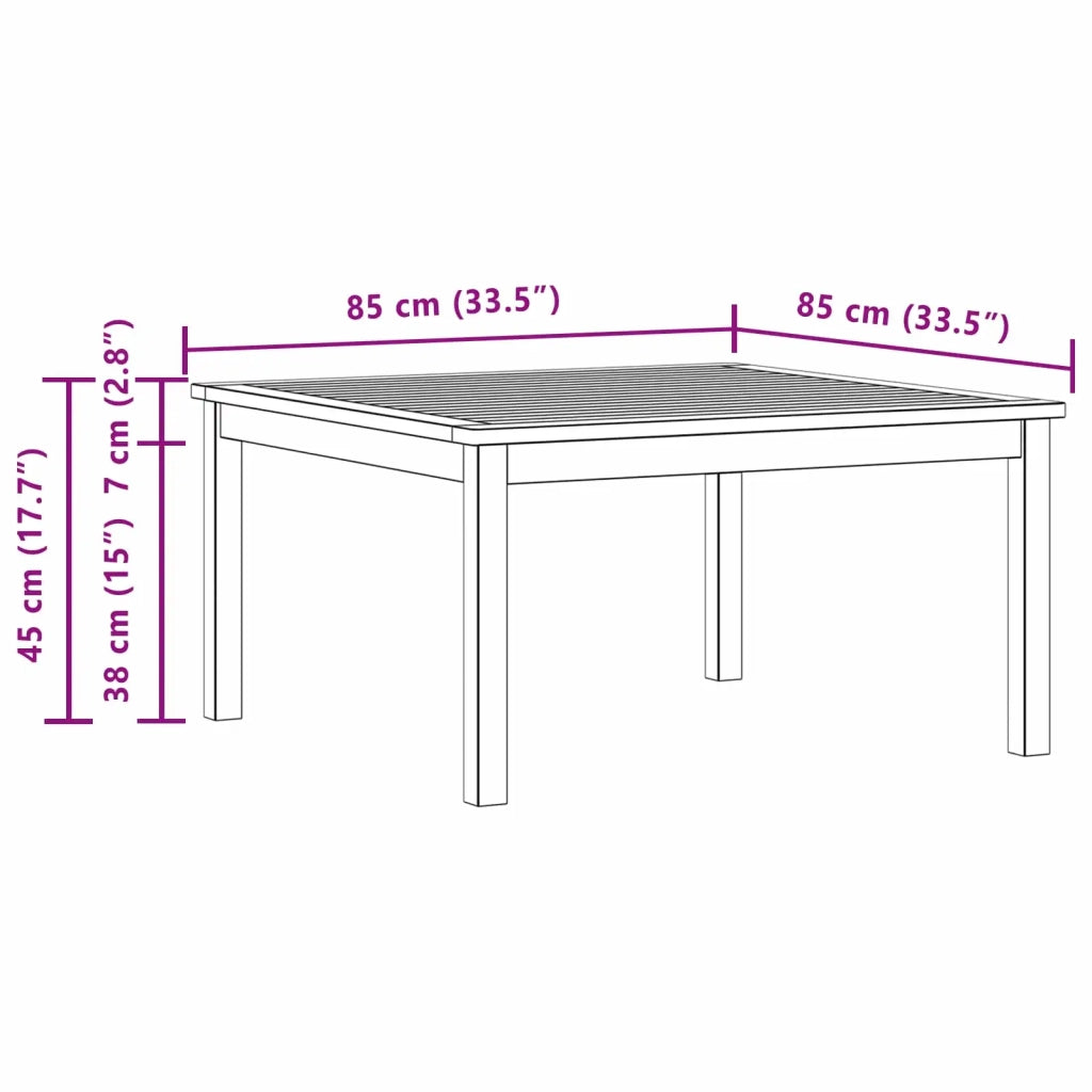 Tavolino da salotto Acacia chiaro 85 x 85 x 45 cm