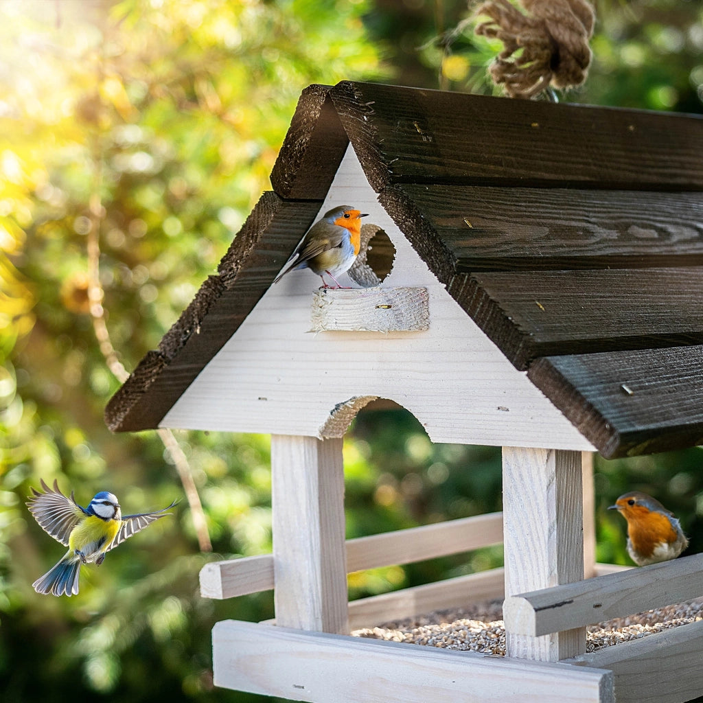 KADAX Grande mangiatoia per uccelli in legno da appendere, decorazione da giardino.