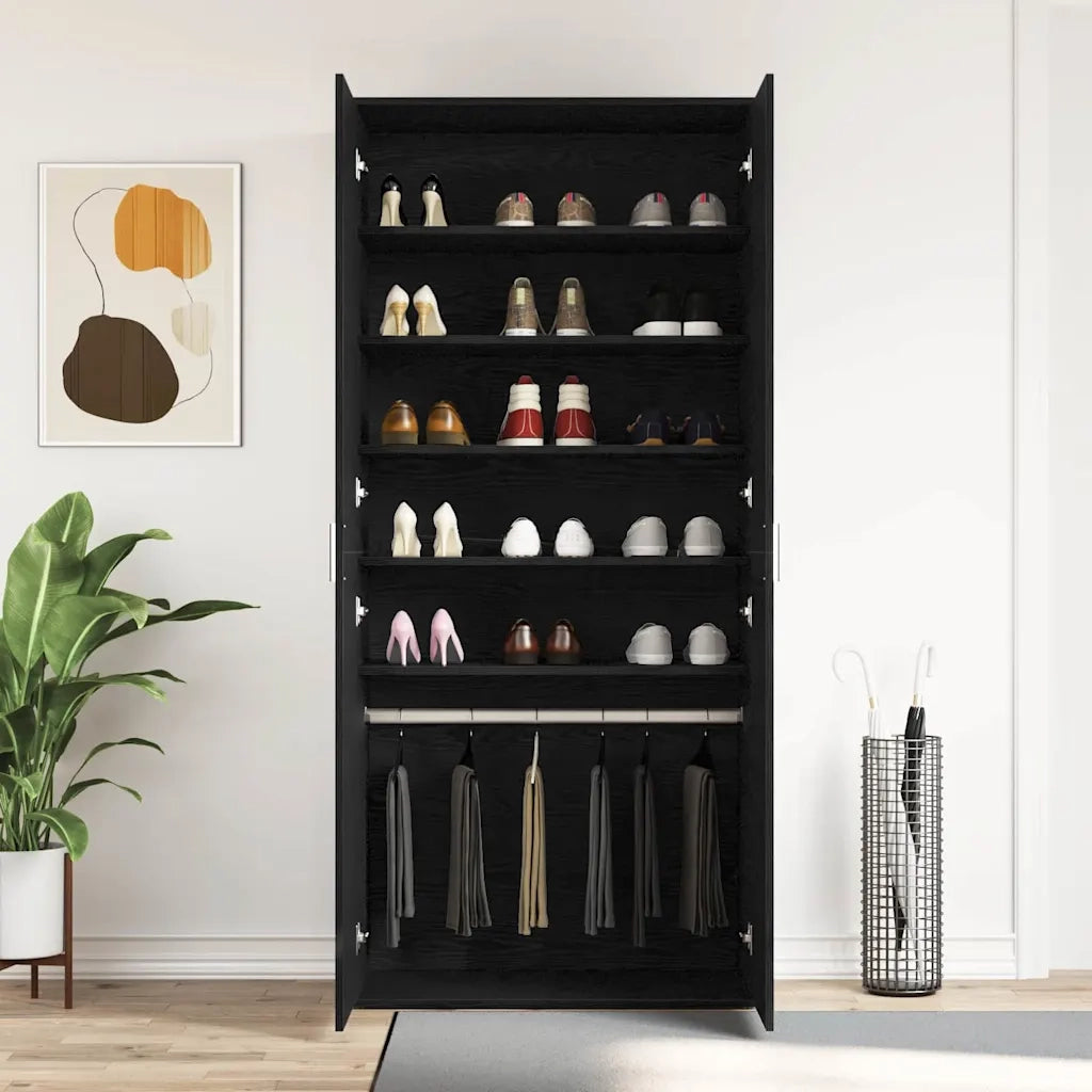 Mobile per scarpe con lo scaffale Rovere Nero 80 x 39 x 178 cm 3333875