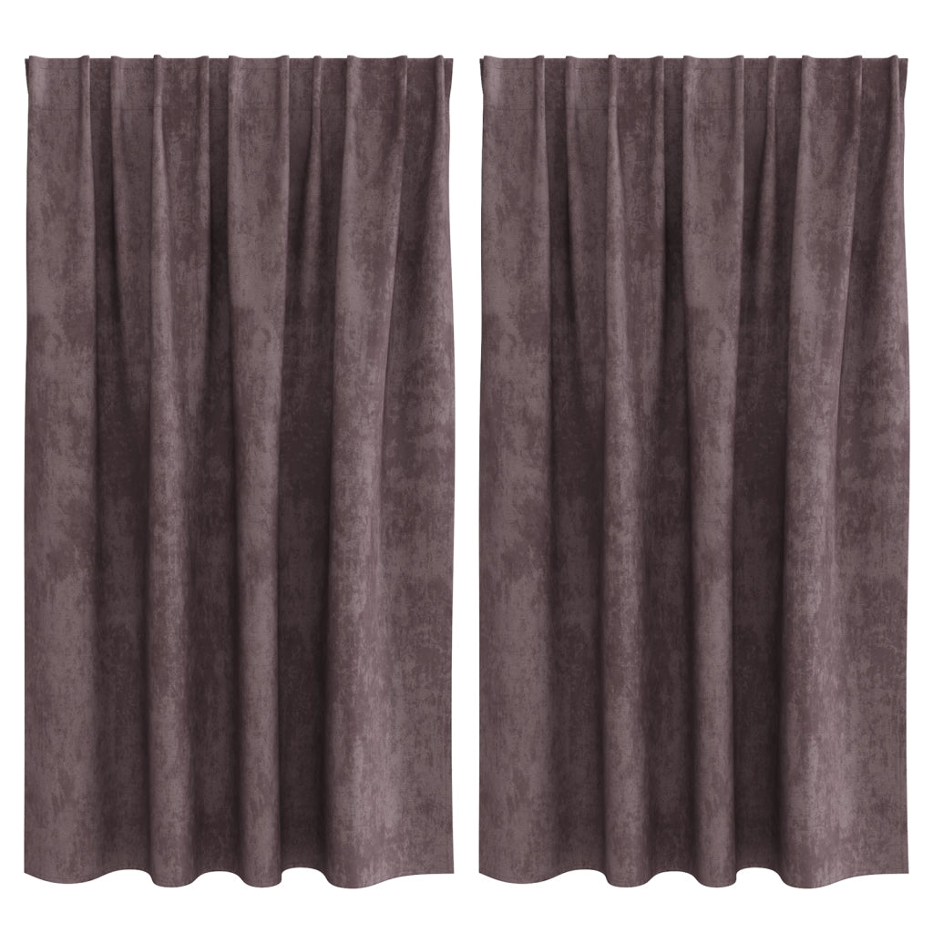 Tende in velluto 2 pezzi con occhielli marrone 140x140 cm