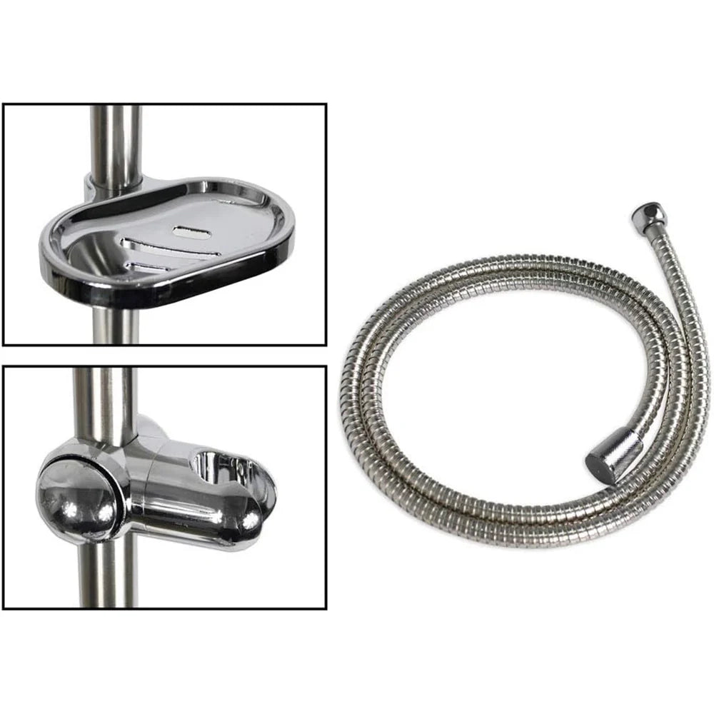 Saliscendi Doccia Cromato 60 cm con Soffione Multigetto e Portasapone 69133
