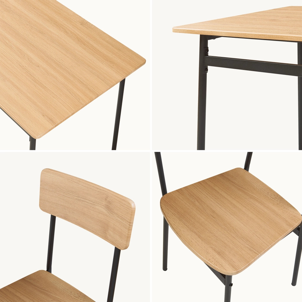 Set da Pranzo Pollenev Tavolo con Piano 100x70 cm e 4 Sedie - Effetto Rovere / Nero [en.casa]