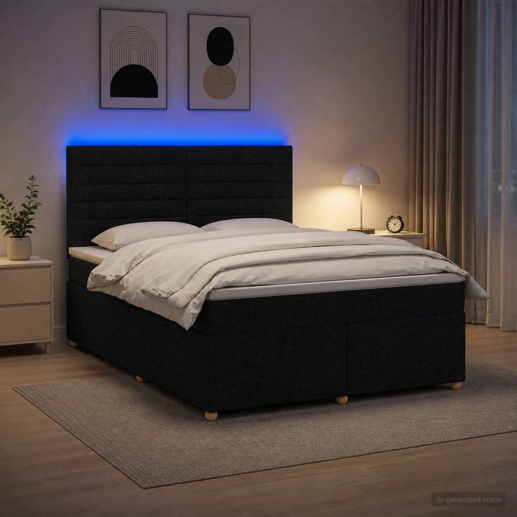 Letto box spring con materasso Nero 160 x 200 cm Tessuto 3455380