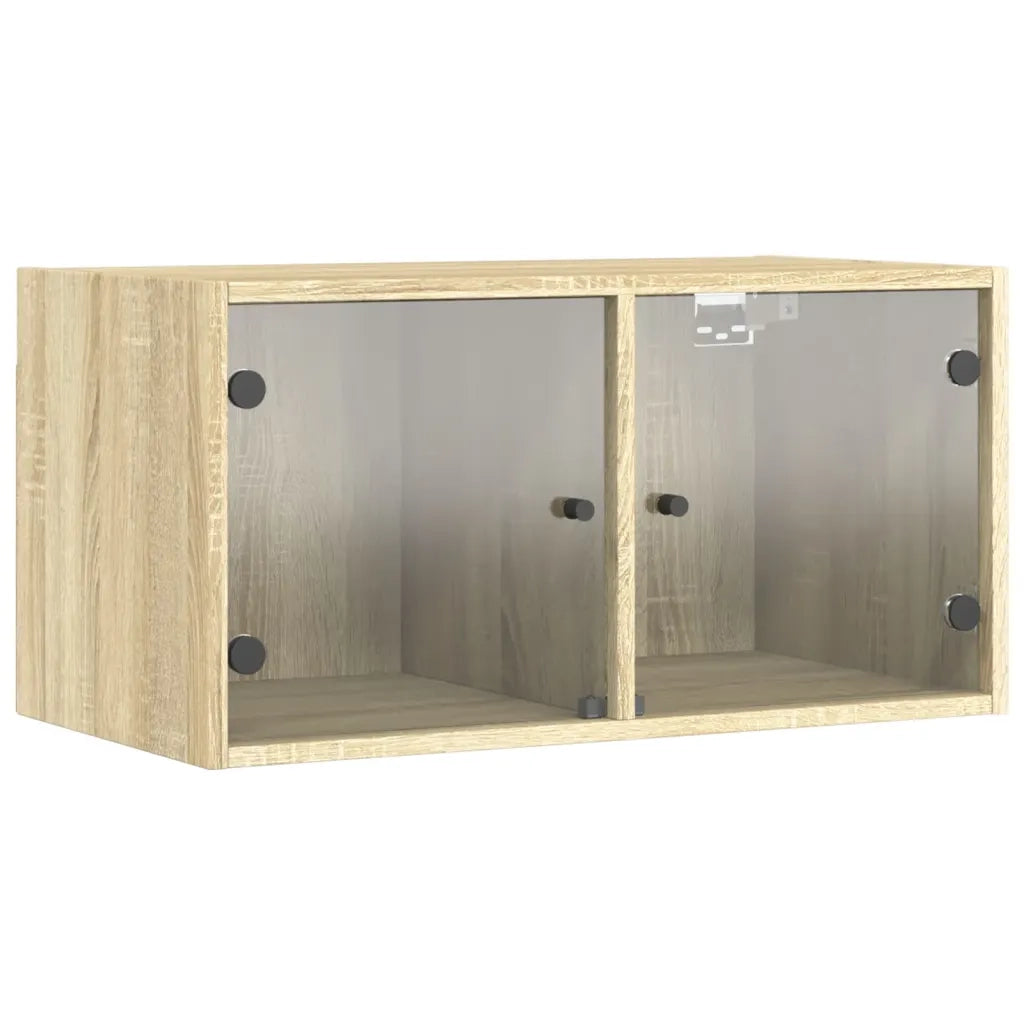 Armadietto a Muro | Mobile a Muro con Ante in Vetro Rovere Sonoma 68,5x37x35 cm