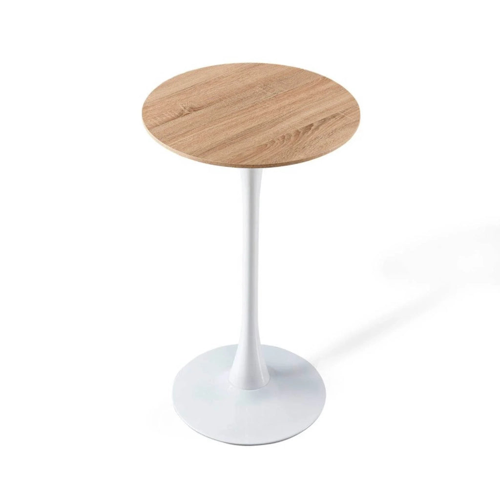 LÚZETE - MESA ALTA SAN ANTONI Ø60 CM BLANCA/ROBLE NATURALE