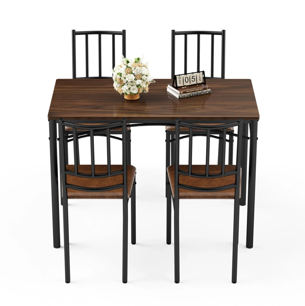 Set tavolo da pranzo con 4 sedie, noce, 110 x 60 cm